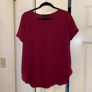 Red Flowy Short Sleeved Shirt